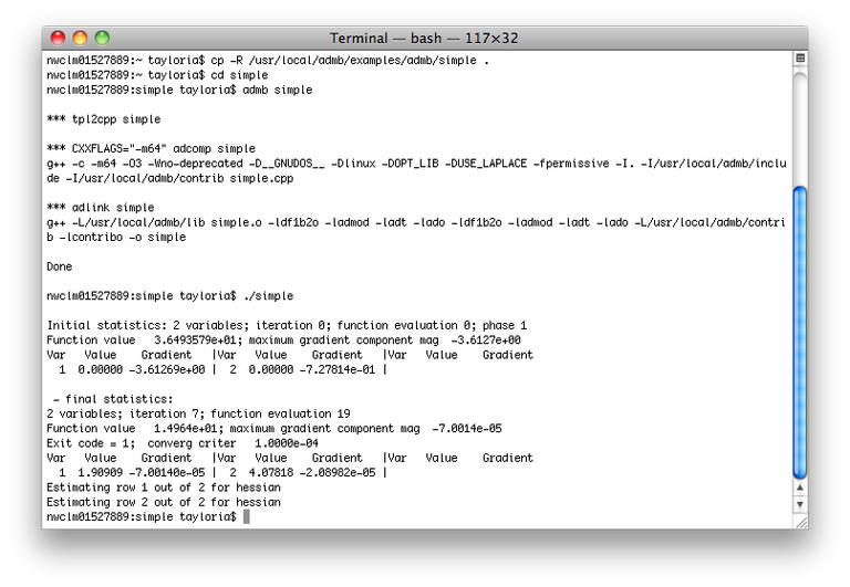 screenshot of testing installation on a Mac